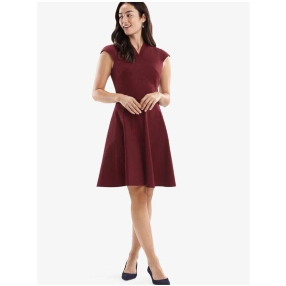 M.M. LaFleur Ruth A Line Wool Blend Dress Pinot Burgundy Women’s 4 EUC - Picture 2 of 11